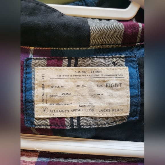 Early 2000s Allsaints Plaid Button up with Hood - Picture 2 of 4